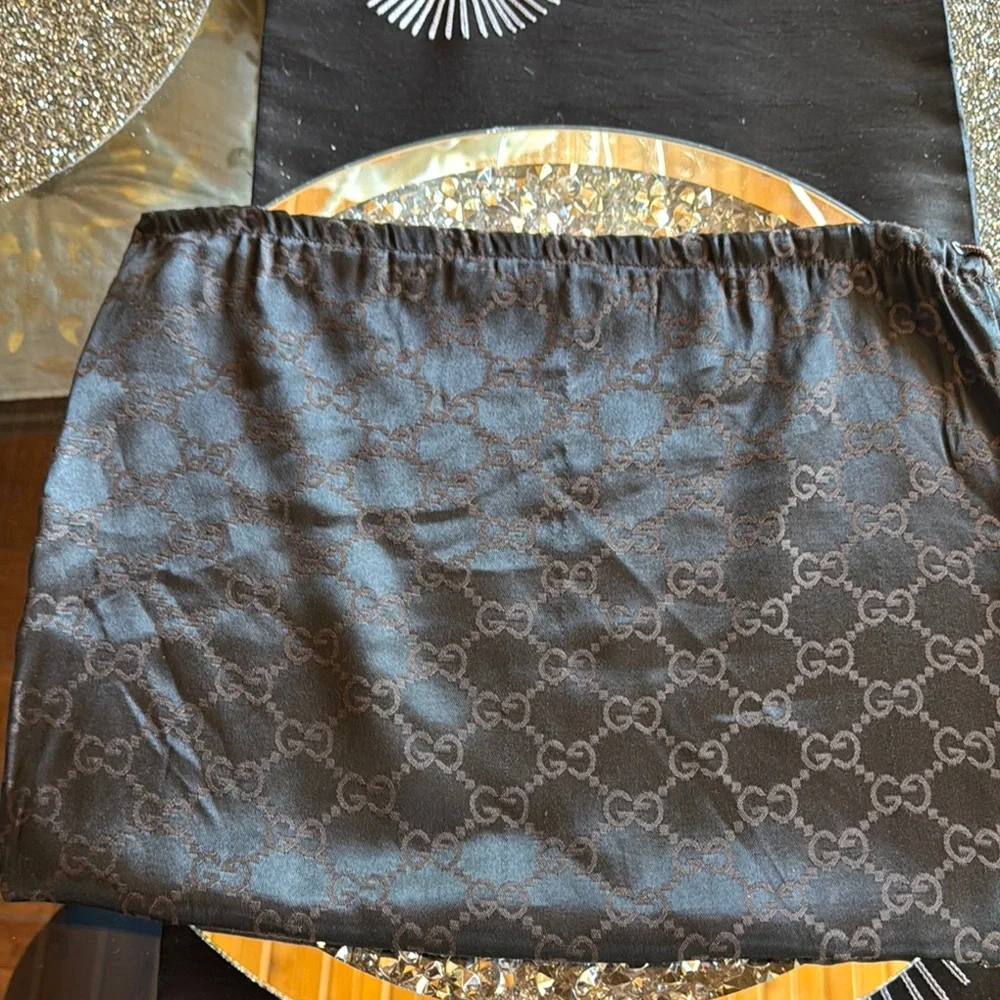 Gucci GG Logo Brown Satin Dust Bag or Purse Insert Bag, 💯 Authentic
